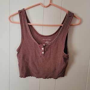 American Eagle Cropped Henley Tank